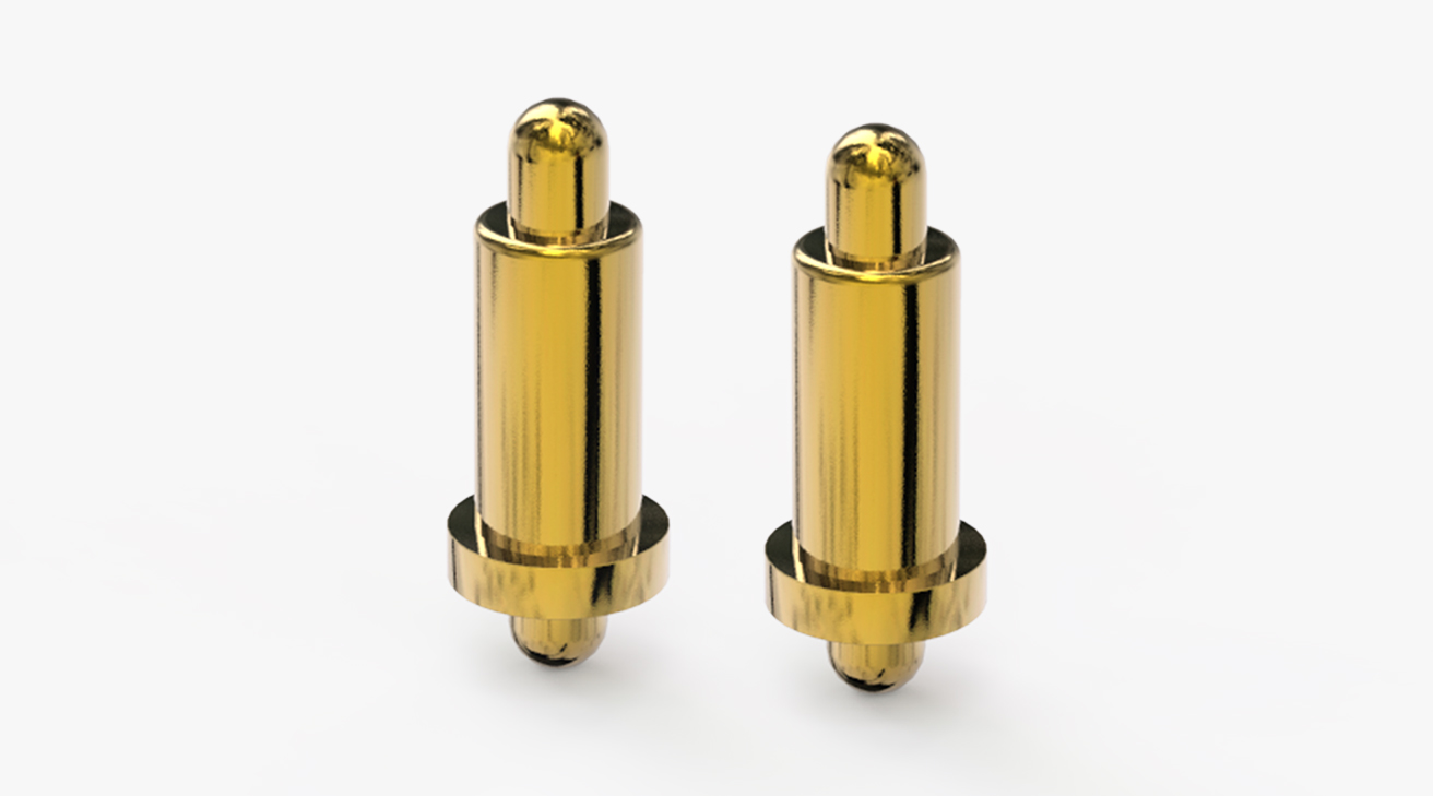POGO PIN 雙頭式：電鍍黃銅Au1u，電壓12V，電流1A，彈力10000次+，工作溫度-30°~85°